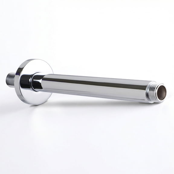 10 Inch Straight Ceiling Mount Shower Arm with Flange, Round Shower Arm for Rain Showerhead, Chrome Finish