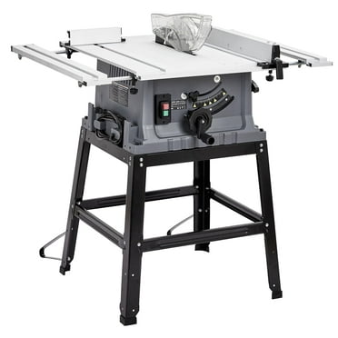 10 Inch Table Saw With Stand, 15A 5000RPM Portable Benchtop Table Saw, 90°Cross Cut & 0-45°Bevel Cut Portable Tablesaw With Dust Collector for Diy Woodworking, Adjustable Blade Height