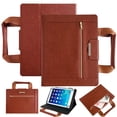thumbnail image 1 of 10 Inch Tablet Case with Handle and Zipper Pocket, Portable Folio Stand Cover for Android iPad Tablet, PU Leather Business Protective Case with Card Slots, Microfiber Interior, Shockproof Travel Bag, 1 of 7