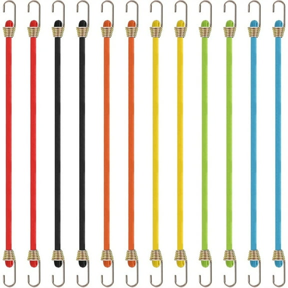 10 Inch Tensioning Rubber Straps,with Hooks Connectable Tensioning Rope Tarpaulin Tensioner Tent Tensioner for Attaching,1set x short bungee cords with hooks