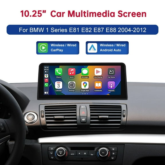 10 Inch Touch Screen Wireless Carplay Android Auto Car Stereo Bluetooth for BMW 1 Series E81 E82 E87 E88 without Screen Support Airplay Mirrorlink Navigation
