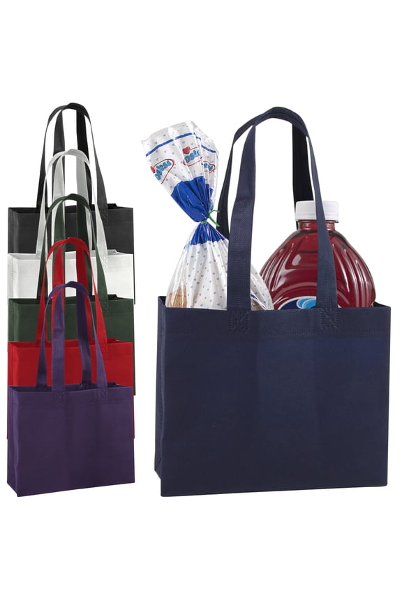 10 Inch Trail maker Reusable Grocery Bags, 100 Pack Food Shopping Totes with Reinforced Handles, 80 GSM Non-Woven Material