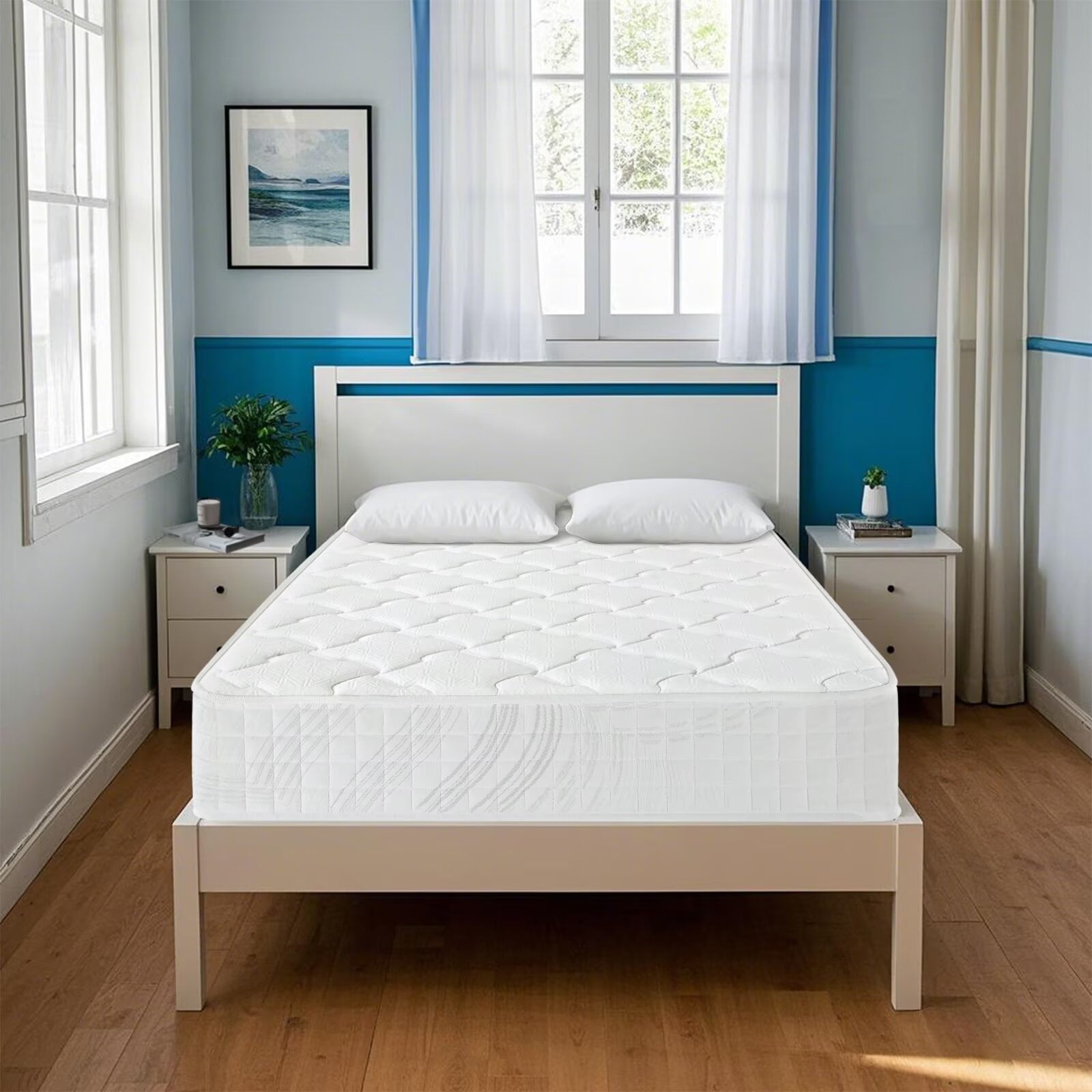 10 Inch Twin Hybrid Mattress - Medium Firm, Memory Foam & Pocketed Coils for Motion Isolation & Pressure Relief, CertiPUR-US Foam, Fiberglass-Free, Mattress in a Box White