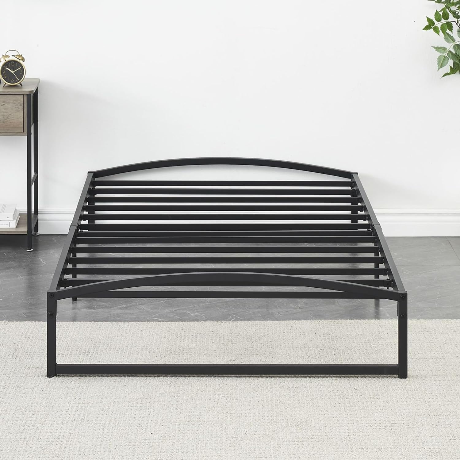 Black Powder Coated Twin Metal Platform Bed Frame with Slats