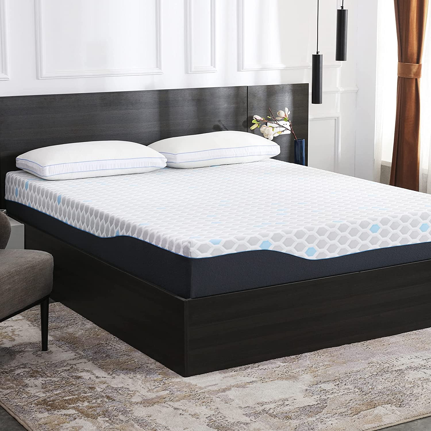 10 Inch Twin XL Cool Gel Mattress/Bamboo Charcoal Memory Foam/Bed in A