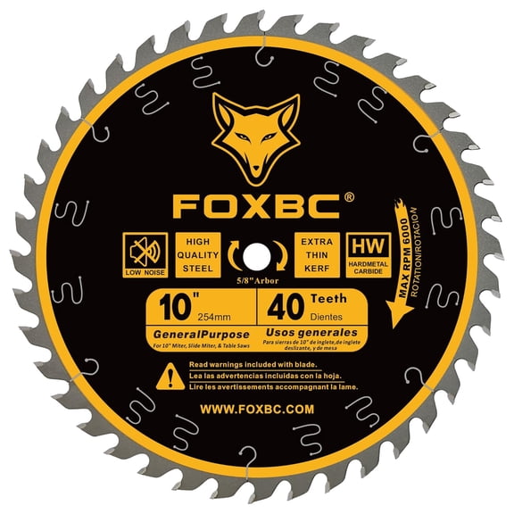 10 Inch Ultimate General Purpose Table Saw Blade, 40-Tooth Wood Cutting, 5/8-Inch Arbor