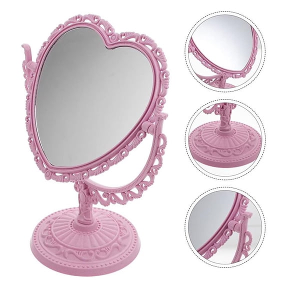 10 Inch Vintage Heart Mirror - Elegant Desk Makeup Mirror 360 Degree Rotation Vanity Mirror for Coquette Room Decor