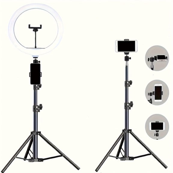 10 Inch Vlogging LED Ring Light Ringlight Circle Light With 43in/110Cm Flexible Tripod Stand Phone Holder For Photo Selfie Video Recording Zoom Meeting Makeup Vlog Live Stream Video Calls Vlogging