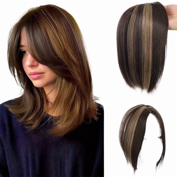 10-Inch Volumetric Hair Extensions for Women - Chic Straight Hair with Bangs for Effortless Gray Coverage