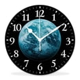 thumbnail image 1 of 10 Inch Wall Clock Battery Operated Silent Clock Decorative for Office, Kitchen, Outdoor, Living Room，Blue Shiny Earth in Space Luminous Globe Planet Solar System Pretty, 1 of 4