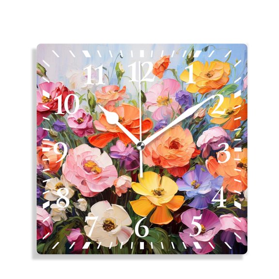 10 Inch Wall Clock Battery Operated Silent Clock Decorative for Office, Kitchen, Outdoor, Living RoomRed Poppies Spring Flowers Wildflowers Exquisite