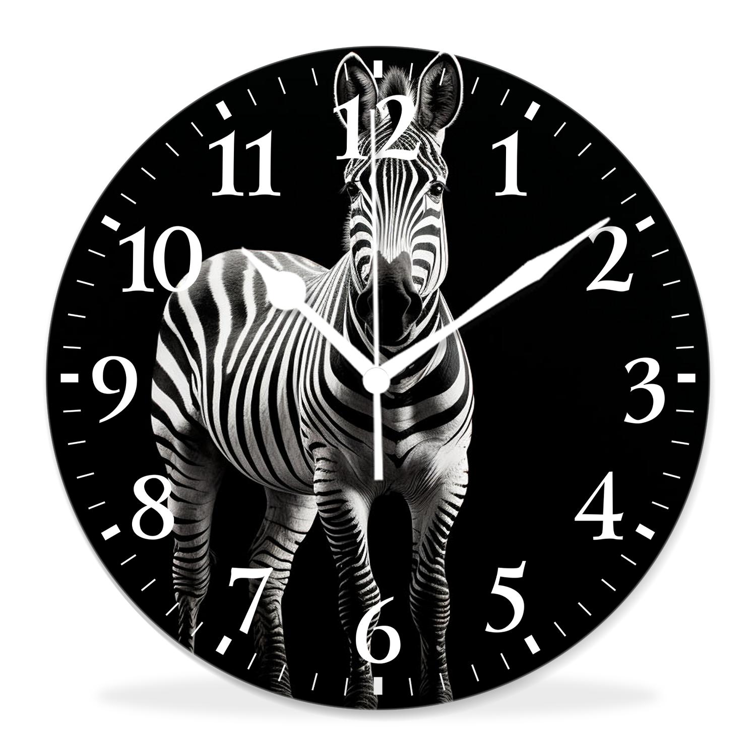 Zebra Clock 10 Inch Wall Clock Battery Operated Silent Clock Decorative for Office ...