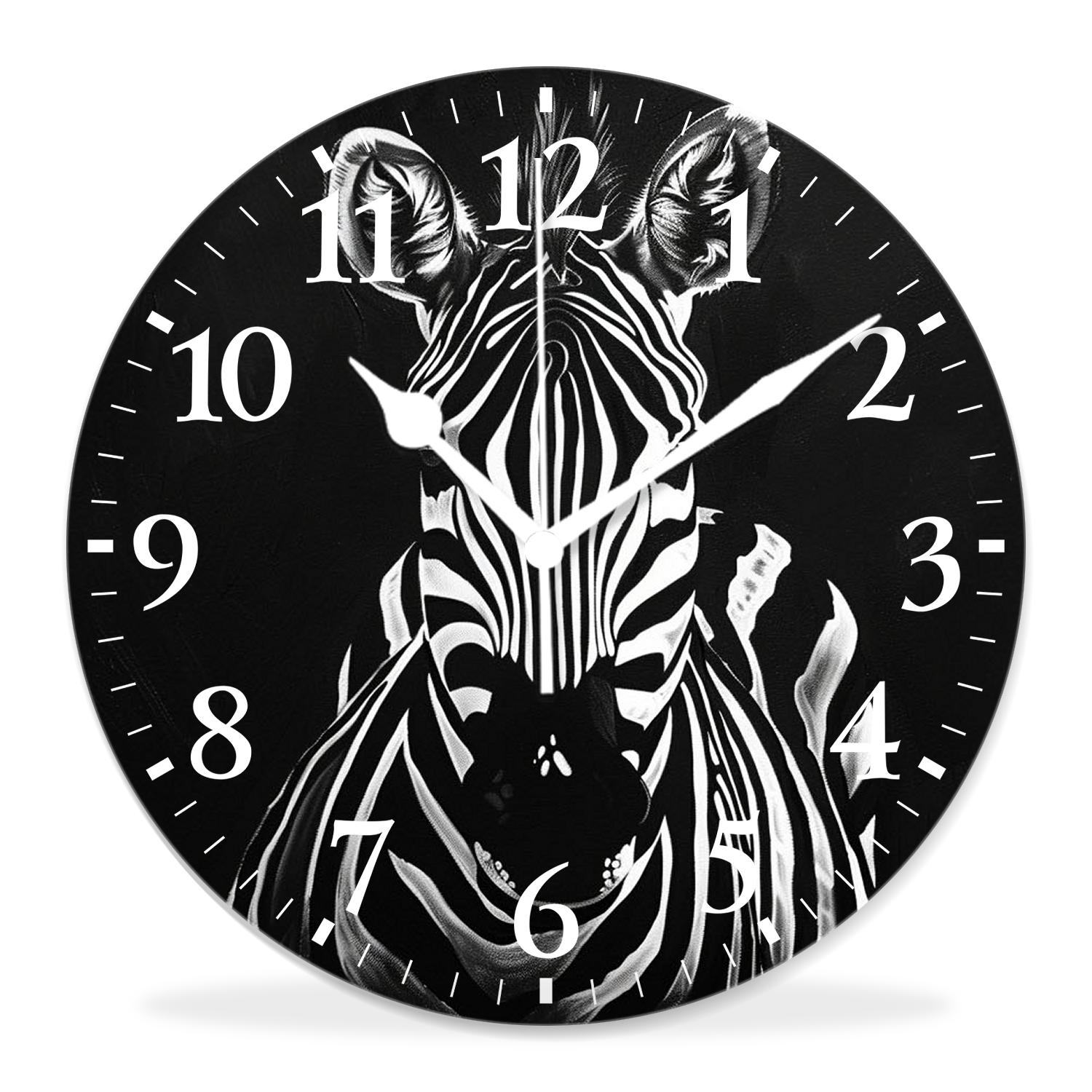Zebra Clock 10 Inch Wall Clock Battery Operated Silent Clock Decorative for Office ...