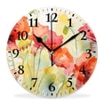 thumbnail image 1 of 10 Inch Wall Clock Battery Operated Silent Clock Decorative for Office, Kitchen, Outdoor, Living RoomWatercolor Poppies Painting Poppy Flower Floral Image, 1 of 4