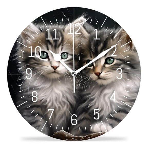 10 Inch Wall Clock Battery Operated Silent Clock Decorative for Office, Kitchen, Outdoor, Living Room3D Animal Cute Cat Style