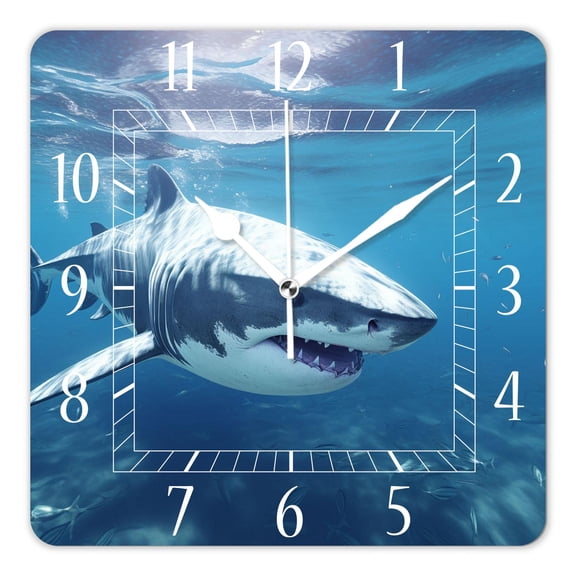 10 Inch Wall Clock Battery Operated Silent Clock Decorative for Office, Kitchen, Outdoor, Living Room3D Sharks Lovely Design