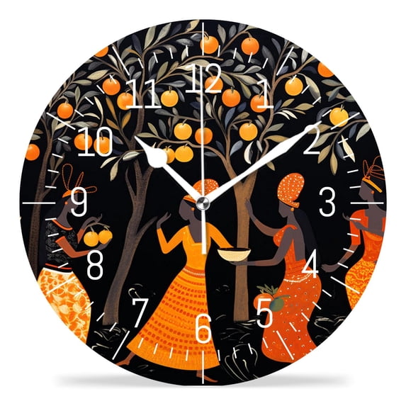 10 Inch Wall Clock Battery Operated Silent Clock Decorative for Office, Kitchen, Outdoor, Living Room,Beautiful Women Girl Orange Creative