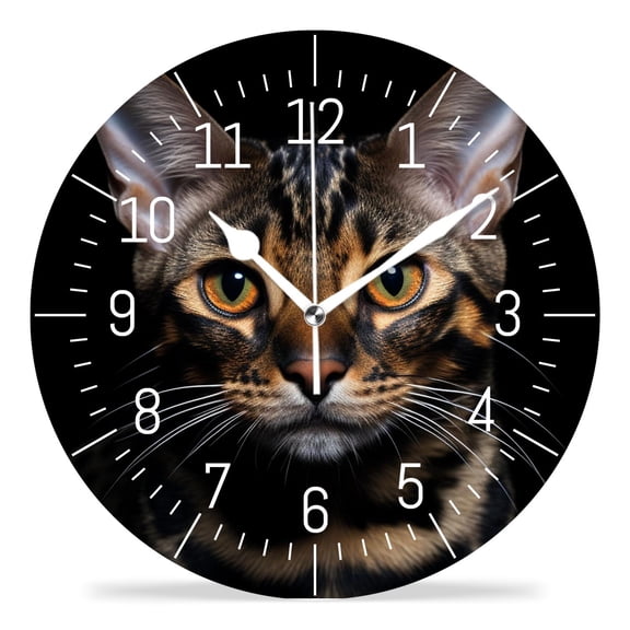 10 Inch Wall Clock Battery Operated Silent Clock Decorative for Office, Kitchen, Outdoor, Living RoomBengal Cats Drawing