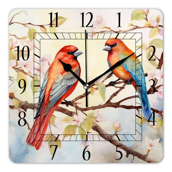 10 Inch Wall Clock Battery Operated Silent Clock Decorative for Office, Kitchen, Outdoor, Living RoomColorful Bird Beautiful
