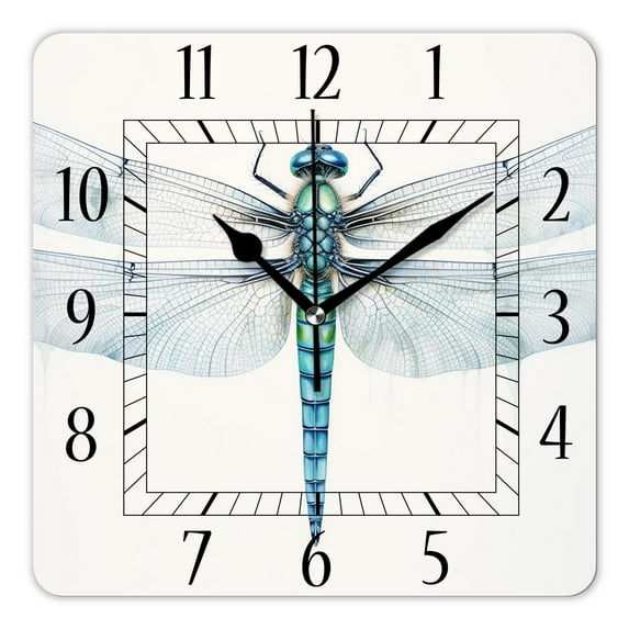 10 Inch Wall Clock Battery Operated Silent Clock Decorative for Office, Kitchen, Outdoor, Living Room,Colorful Dragonfly Pattern Pattern