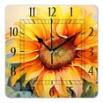 thumbnail image 1 of 10 Inch Wall Clock Battery Operated Silent Clock Decorative for Office, Kitchen, Outdoor, Living Room，Cute Sunflower Yellow on Green Print, 1 of 4
