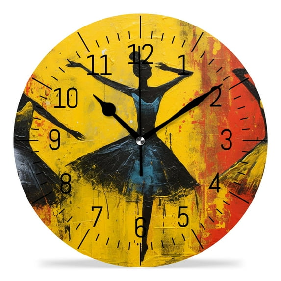 10 Inch Wall Clock Battery Operated Silent Clock Decorative for Office, Kitchen, Outdoor, Living Room,Dancer Oil Painting Art