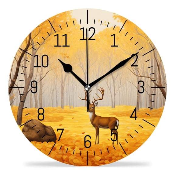 10 Inch Wall Clock Battery Operated Silent Clock Decorative for Office, Kitchen, Outdoor, Living RoomDeer Picture