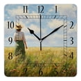 thumbnail image 1 of 10 Inch Wall Clock Battery Operated Silent Clock Decorative for Office, Kitchen, Outdoor, Living Room，Flower Women Field Beautiful Design, 1 of 4