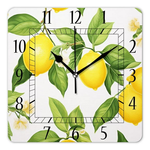10 Inch Wall Clock Battery Operated Silent Clock Decorative for Office, Kitchen, Outdoor, Living RoomFresh Yellow Lemon White Multicolor