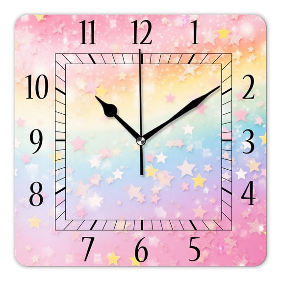 10 Inch Wall Clock Battery Operated Silent Clock Decorative for Office, Kitchen, Outdoor, Living Room，Galaxy Unicorn Pastel Rainbow Creative