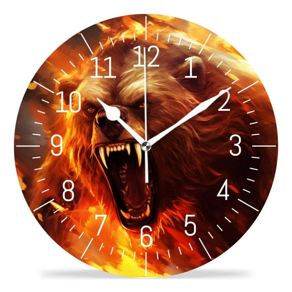 10 Inch Wall Clock Battery Operated Silent Clock Decorative for Office, Kitchen, Outdoor, Living Room,Grumpy Bear Design