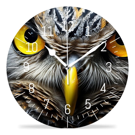 10 Inch Wall Clock Battery Operated Silent Clock Decorative for Office, Kitchen, Outdoor, Living RoomHalloween Owl Abstract Drawing