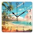 thumbnail image 1 of 10 Inch Wall Clock Battery Operated Silent Clock Decorative for Office, Kitchen, Outdoor, Living Room，Hawaii Beach with Palm Trees Graceful Pattern, 1 of 4