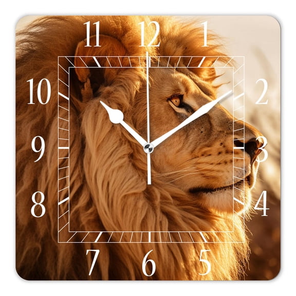 10 Inch Wall Clock Battery Operated Silent Clock Decorative for Office, Kitchen, Outdoor, Living RoomHipster Lion Artwork Creative