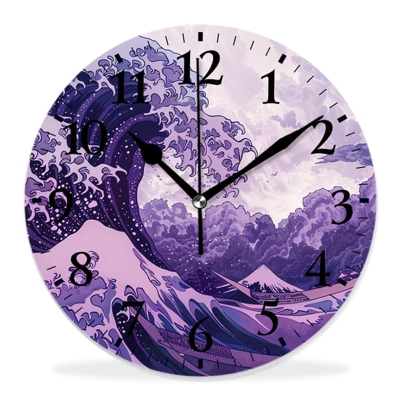10 Inch Wall Clock Battery Operated Silent Clock Decorative for Office, Kitchen, Outdoor, Living RoomJapanese Ocean Sea Waves with Blue Sky Graceful