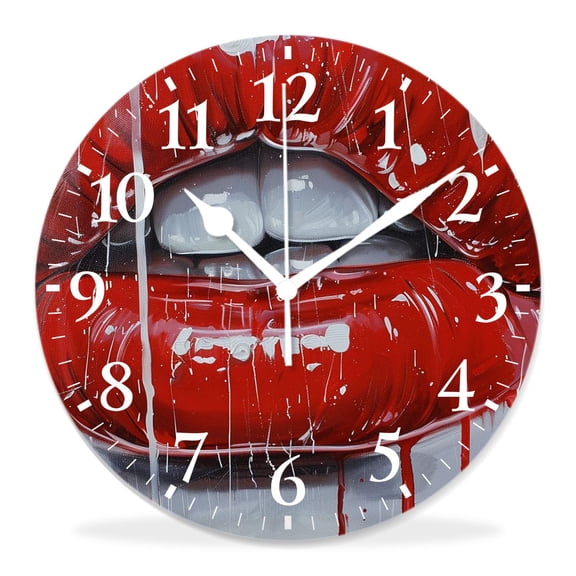 10 Inch Wall Clock Battery Operated Silent Clock Decorative for Office, Kitchen, Outdoor, Living Room,Kiss Red Lipstick Mark Amazing