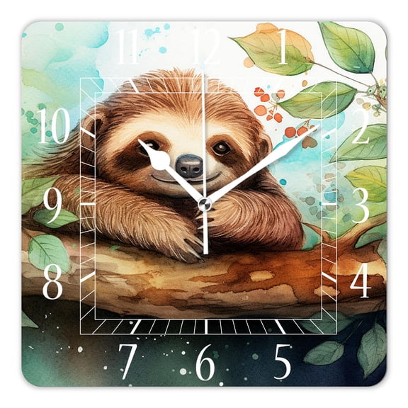 10 Inch Wall Clock Battery Operated Silent Clock Decorative for Office, Kitchen, Outdoor, Living RoomLovely Sloth Beautiful Drawings