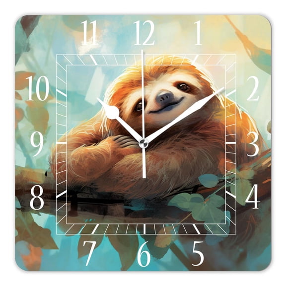 10 Inch Wall Clock Battery Operated Silent Clock Decorative for Office, Kitchen, Outdoor, Living RoomLovely Sloth Beautiful
