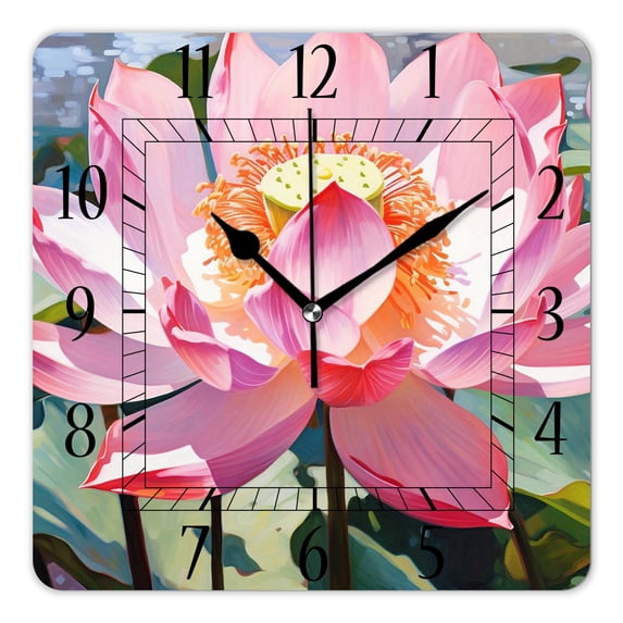 10 Inch Wall Clock Battery Operated Silent Clock Decorative for Office, Kitchen, Outdoor, Living Room,Oil Painting Red Flowers Elegant Design