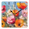thumbnail image 1 of 10 Inch Wall Clock Battery Operated Silent Clock Decorative for Office, Kitchen, Outdoor, Living Room，Oil Painting Rose Flowers Design, 1 of 4
