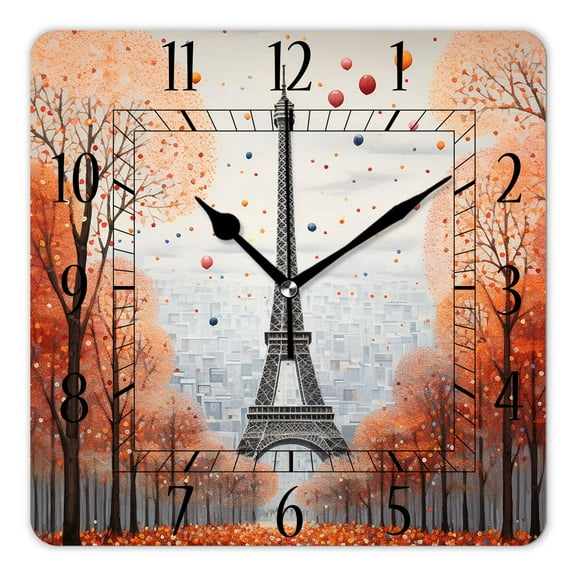 10 Inch Wall Clock Battery Operated Silent Clock Decorative for Office, Kitchen, Outdoor, Living RoomParis Eiffel Tower Couple Lovers Exquisite
