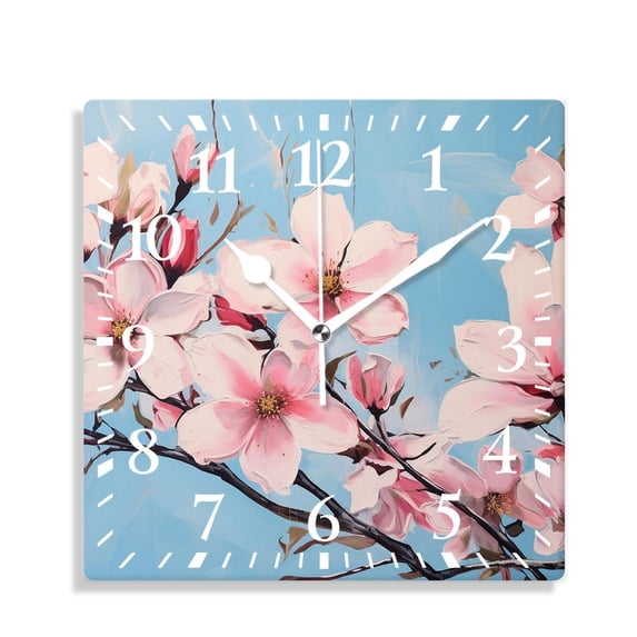 10 Inch Wall Clock Battery Operated Silent Clock Decorative for Office, Kitchen, Outdoor, Living Room,Red Flowers Art