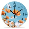 thumbnail image 1 of 10 Inch Wall Clock Battery Operated Silent Clock Decorative for Office, Kitchen, Outdoor, Living Room，Red Flowers Design, 1 of 4