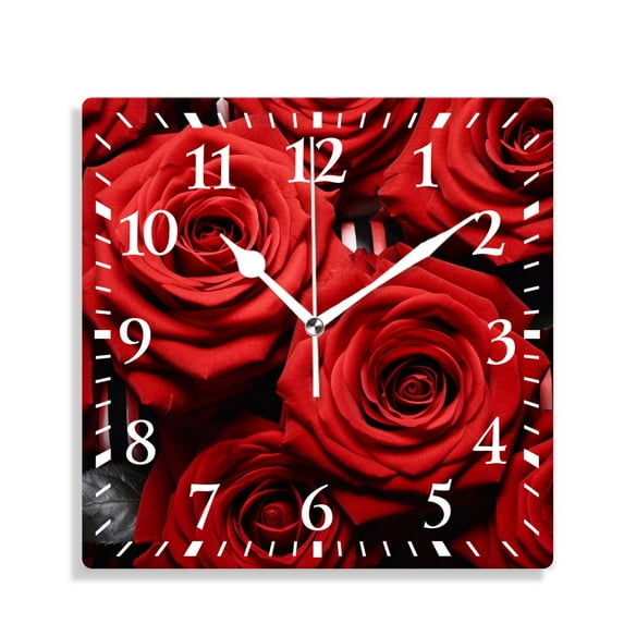 10 Inch Wall Clock Battery Operated Silent Clock Decorative for Office, Kitchen, Outdoor, Living Room，Rose Floral Retro Style Exquisite