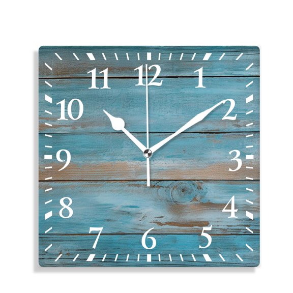 10 Inch Wall Clock Battery Operated Silent Clock Decorative for Office, Kitchen, Outdoor, Living Room，Rustic Wooden Plank Country Elegant Design