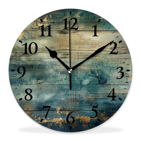 10 Inch Wall Clock Battery Operated Silent Clock Decorative for Office, Kitchen, Outdoor, Living RoomShabby Wooden Wood Elaborate