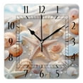 thumbnail image 1 of 10 Inch Wall Clock Battery Operated Silent Clock Decorative for Office, Kitchen, Outdoor, Living Room，Shell Starfish Summer Style Lovely Drawing, 1 of 4