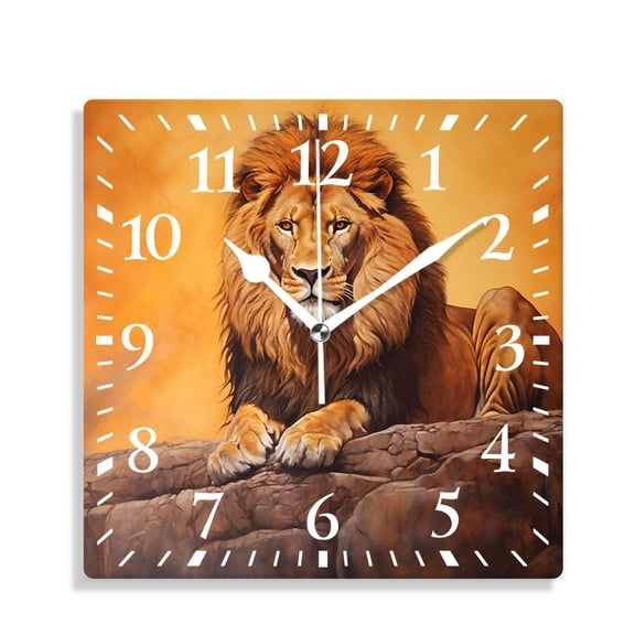 10 Inch Wall Clock Battery Operated Silent Clock Decorative for Office, Kitchen, Outdoor, Living RoomSparkling Gold and Black Lion Face Pattern