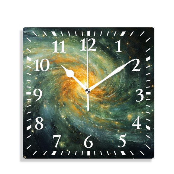 10 Inch Wall Clock Battery Operated Silent Clock Decorative for Office, Kitchen, Outdoor, Living RoomSpiral Galaxy Colorful