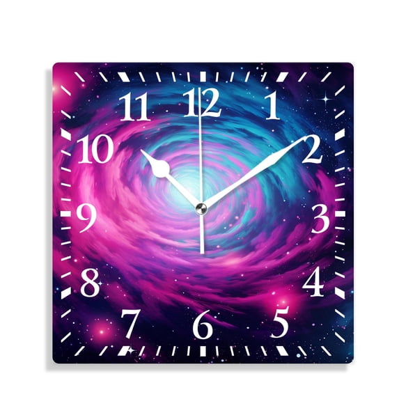 10 Inch Wall Clock Battery Operated Silent Clock Decorative for Office, Kitchen, Outdoor, Living Room,Spiral Galaxy in Deep Elegant Pattern